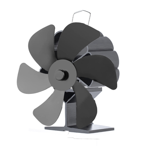 Im Lặng 6-Lưỡi Nhiệt Powered Bếp Fan Đen Kim Loại Lò Sưởi Fan Điện Với Hộp Cài Đặt Cho Hộ Gia Đình Sử Dụng - Product Image 1
