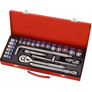Conjunto de chave de soquete de aço cromo vanádio 1/2" para caixa de ferramentas de metal, 24 unidades