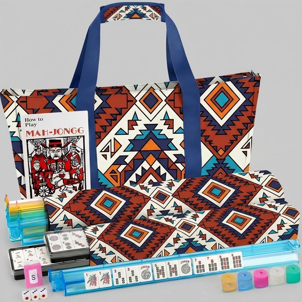 Tribal-style diamond geometric pattern 3-piece set with tiles