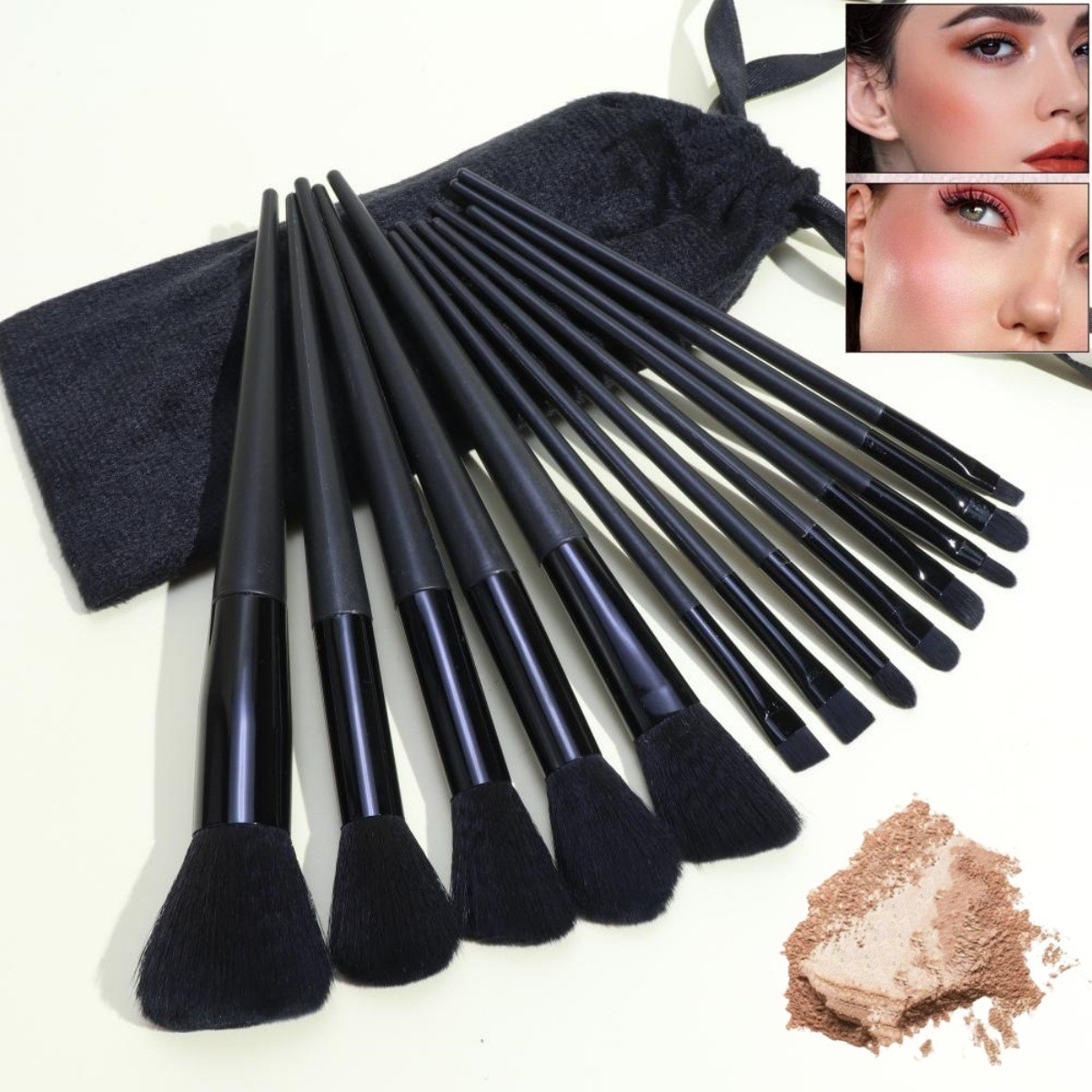 Black 13-piece velvet cloth bag set