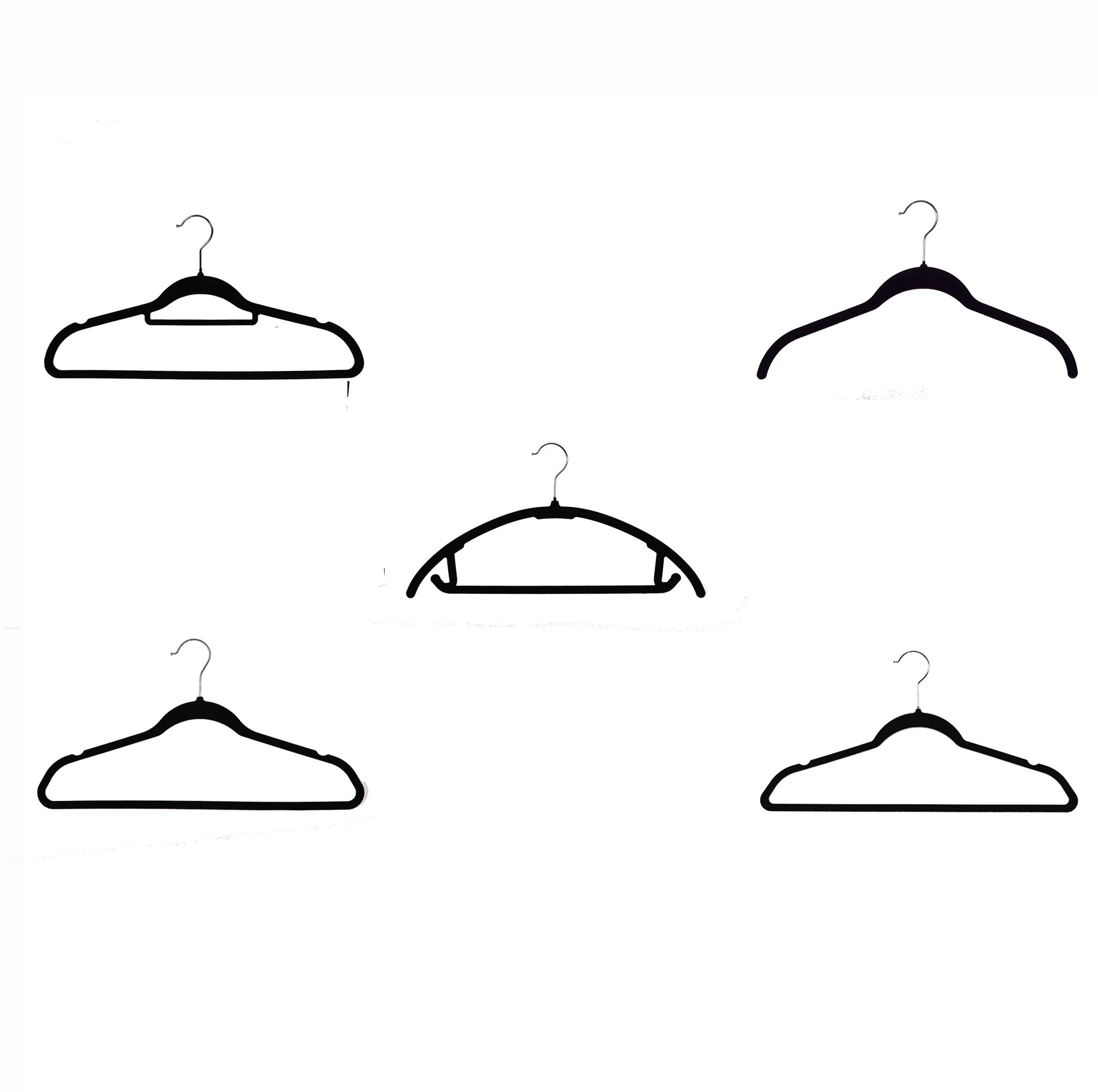 Wuhan New Rainbow Wide Shoulder Non-Slip Flocking Velvet Hangers Clothes Hanger for Coat