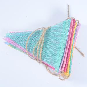 Banderín de arpillera de imitación, 12 Uds., pancarta Pastel, bandera triangular de tela Multicolor para fiesta, decoración de guirnalda de fiesta - Product Image 5