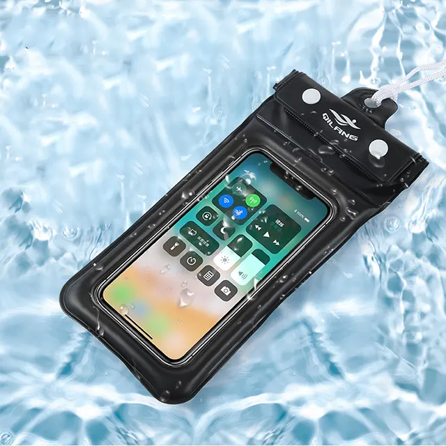 حقيبة هوائية مزدوجة للهواتف المحمولة مقاومة للماء حقيبة عائمة شفافة لكاميرا تحت الماء ذات شاشة تعمل باللمس