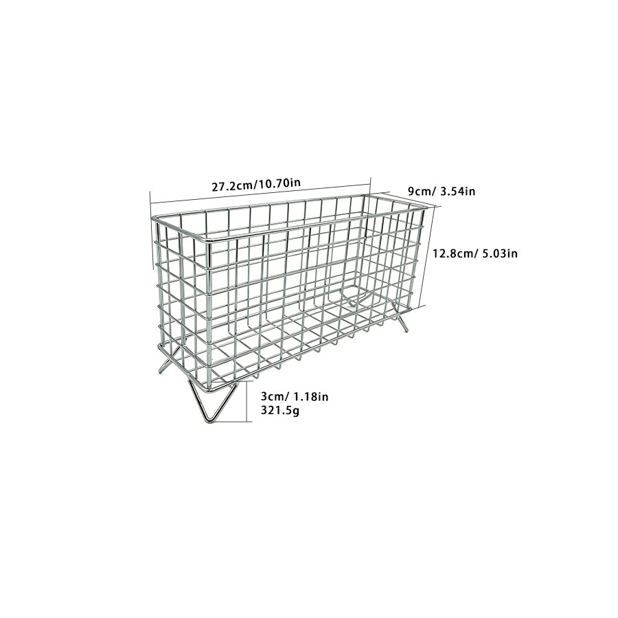 Silver rectangular storage basket