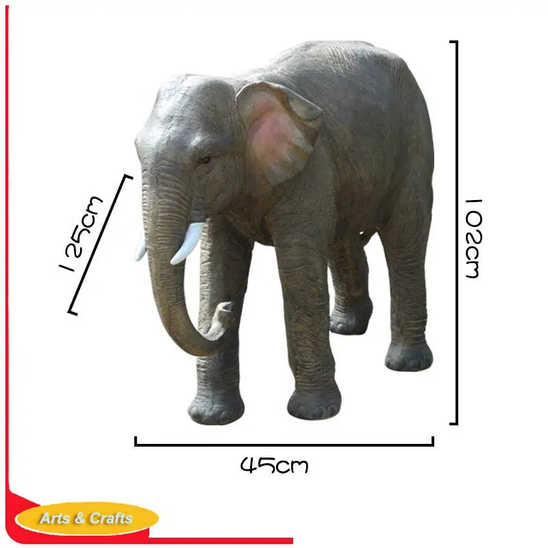 Life size fiber glass elephant of garden decor statue