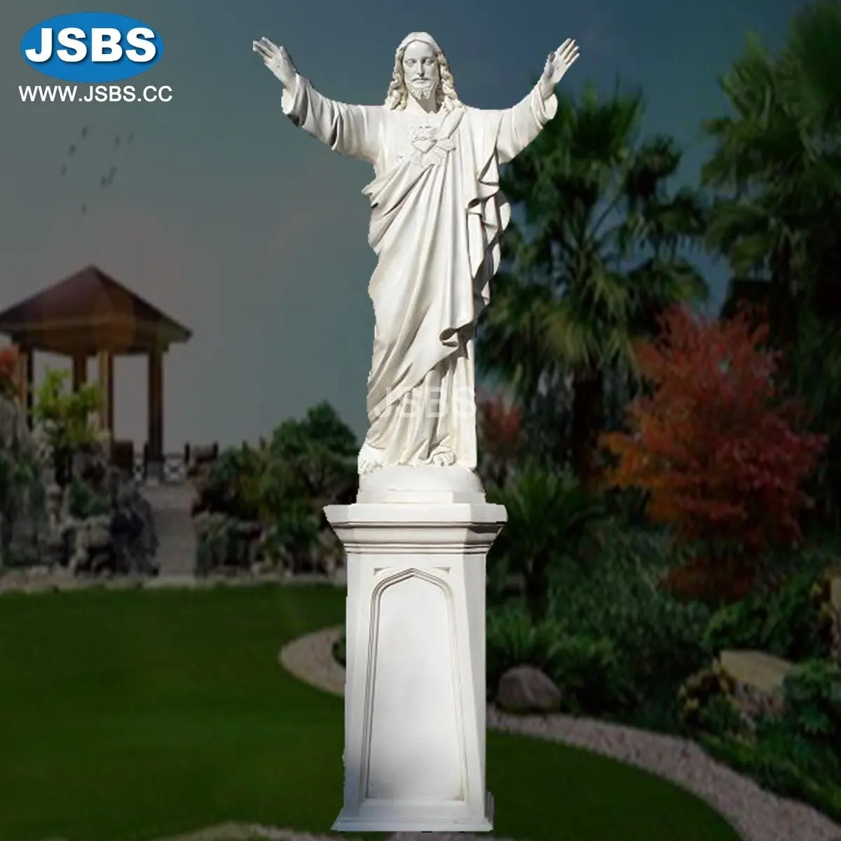 Bianco Naturale di Marmo Religioso Statue di Sacro Cuore di Gesù Cristo per la vendita