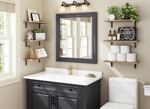 Hot Bán Gỗ Kệ Nổi Cho Nhà Bếp Phòng Tắm & Phòng Khách-Ba Lớp Có Thể Điều Chỉnh Hiện Đại Tường Lưu Trữ - Product Image 2