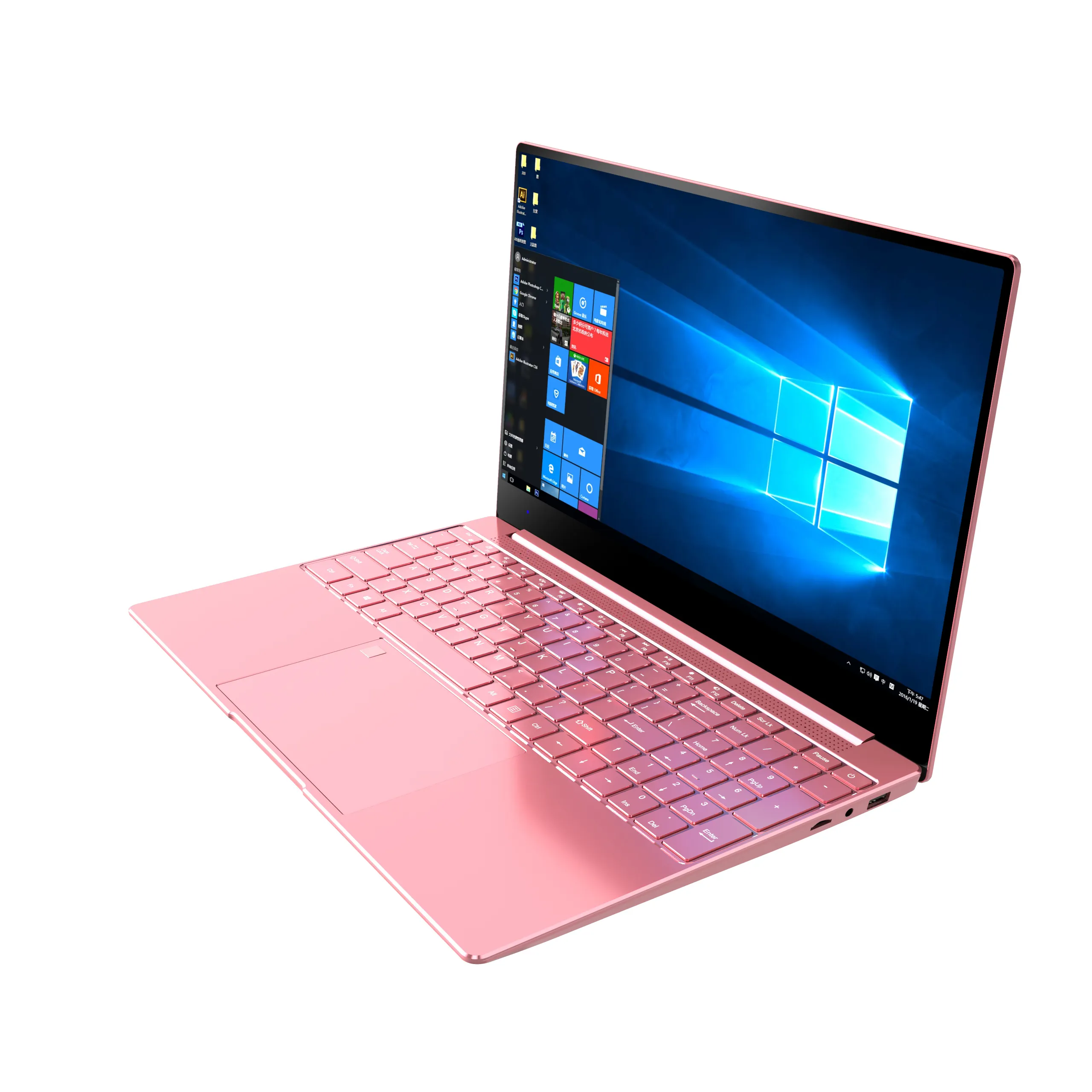 Komputer laptop 15.6 inci emas mawar cantik, notebook DDR4 Ram 16GB SSD 1TB dengan keyboard dan lampu latar untuk laptop kantor