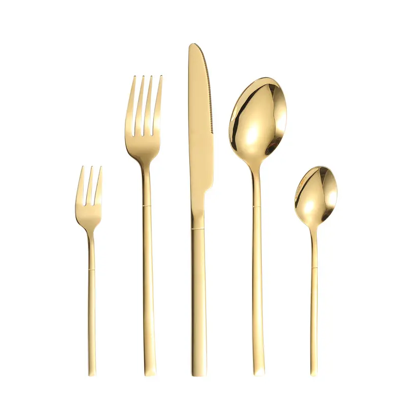 Hot bán Vàng dao kéo thép không gỉ đặt dao nĩa Muỗng Bạc dao kéo dao nĩa muỗng vàng bạc Flatware