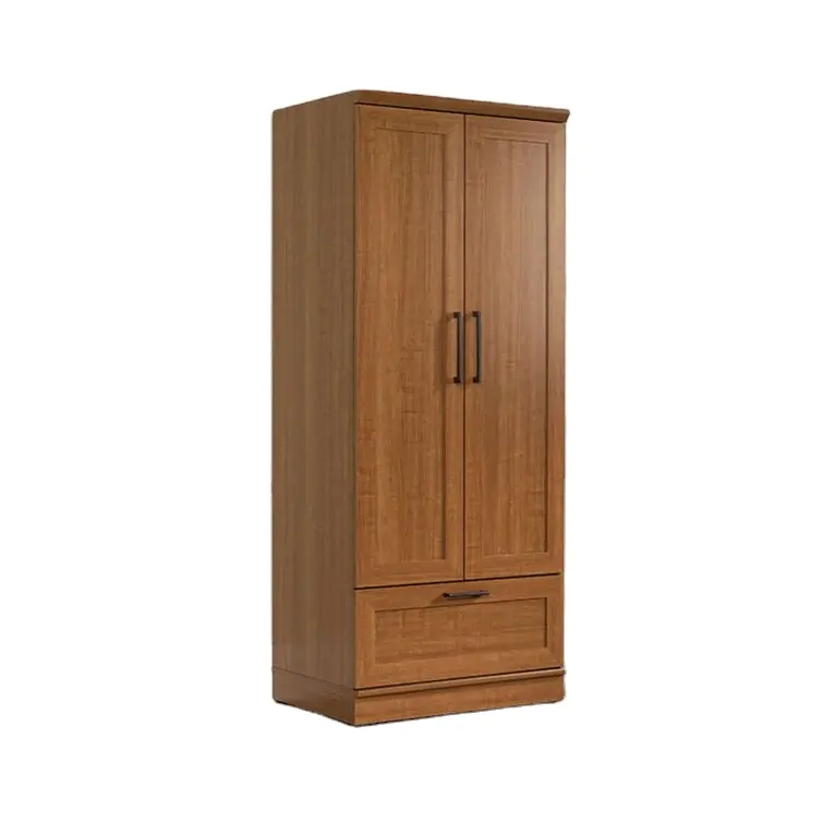 Ucuz retro tarzı minimalist klasik ahşap yüksek kaliteli giysiler dolap armoire gardırop 2 kapı 1 çekmece