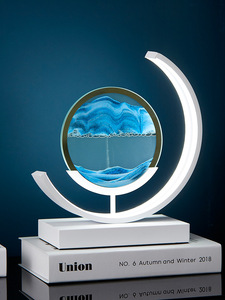 แบบไดนามิกโมเดิร์นหรี่แสงได้ 3D ไหลทรายเคลื่อนย้าย Quick ทราย Art รอบ LED โต๊ะโคมไฟกลางคืนสําหรับตกแต่ง - Product Image 2