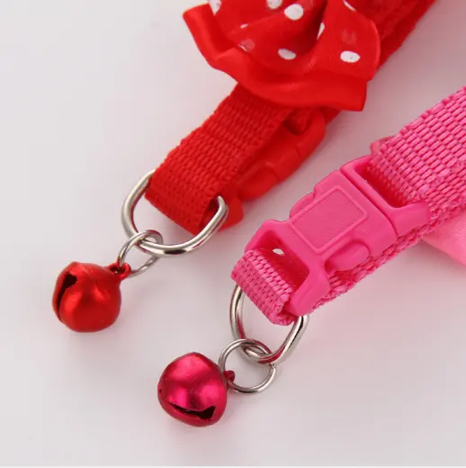 Pet Cat Collar With Bowtie & Bell Charming Necktie With Cute Cat Buckle For Puppy Pet Accessories