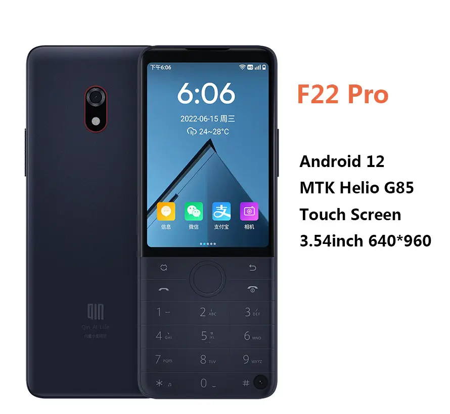 Qin F22 Pro tastiera Touch Screen 3.54 pollici telefono anziano 4G telefono cellulare 4 + 64GB Android 12 supporto Google Play