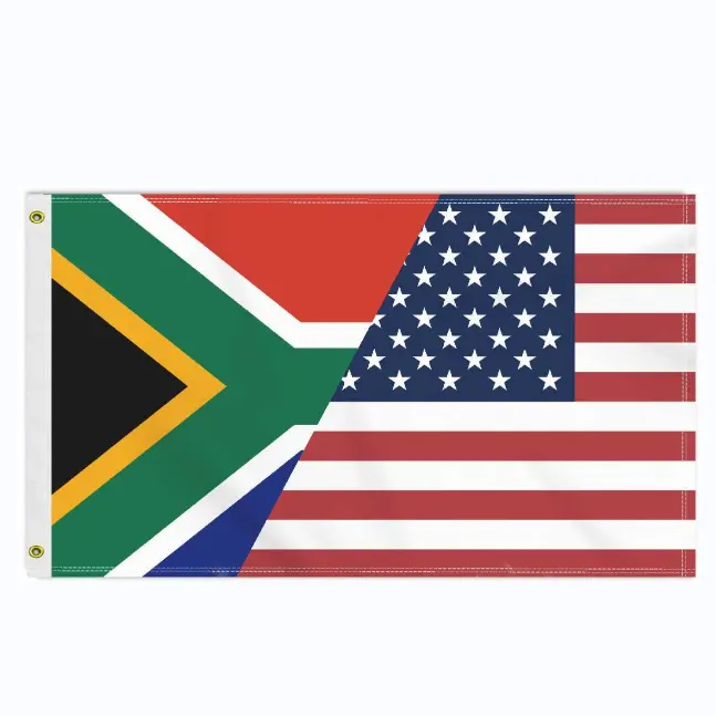 Bandera de Sudáfrica de EE. UU. De 3x5 pies, Bandera de exterior de Sudáfrica de América, decoración de impresión de doble cara para jardín con ojal de latón