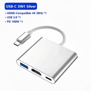 旅行适配器计算机硬件软件3.1类型C至4K HDMI USB 3.0 3合1 USB C扩展坞集线器 - Product Image 2
