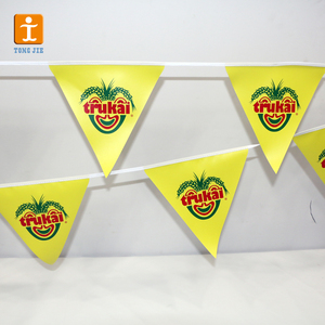 Venta al por mayor logotipo personalizado impresión banderín forma empavesado PAPEL DE PVC Bandera de plástico - Product Image 1