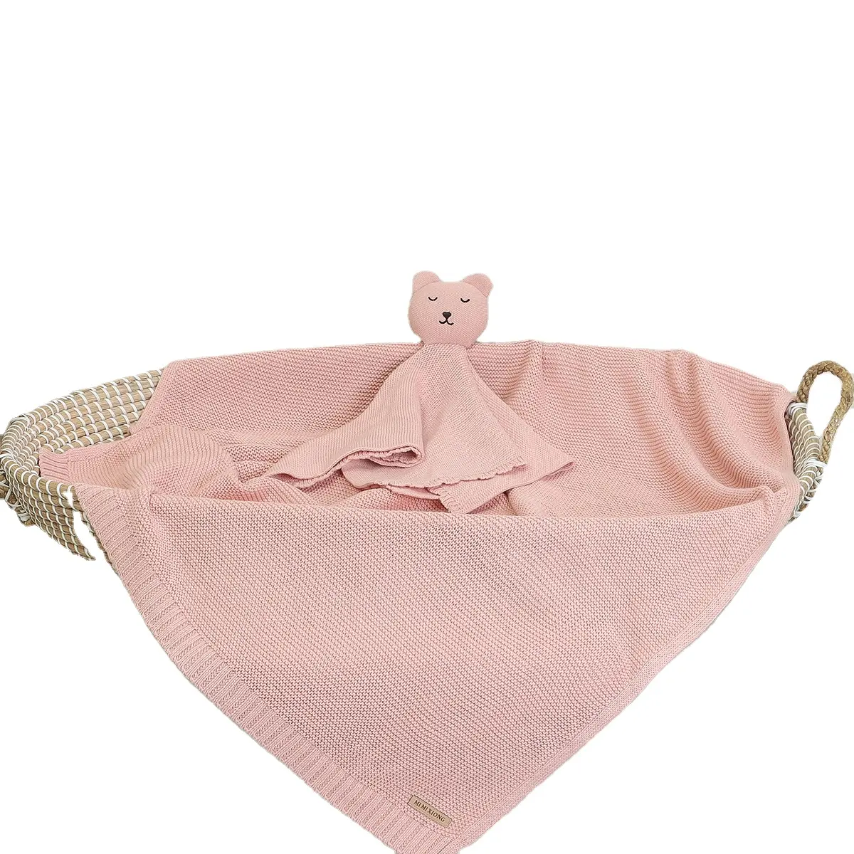 Couverture pour bébé personnalisée avec couette animale pour bébé, ensemble cadeau de couverture de sécurité tricotée