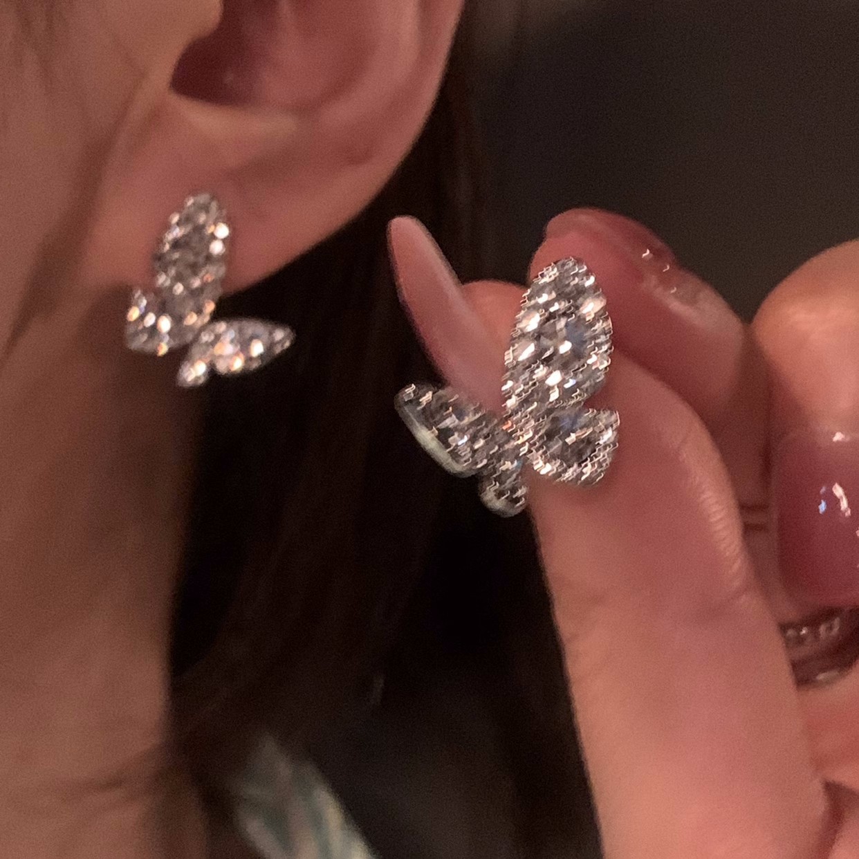 6# A803 Mariposa de diamantes plateada