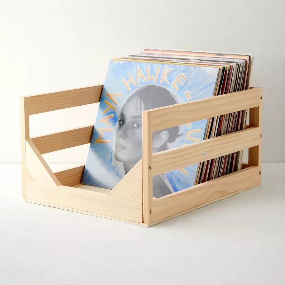 Supporto CD in legno massello in vinile rustico organizzatore di Album di stoccaggio cassa in vinile disco di legno cassa di stoccaggio