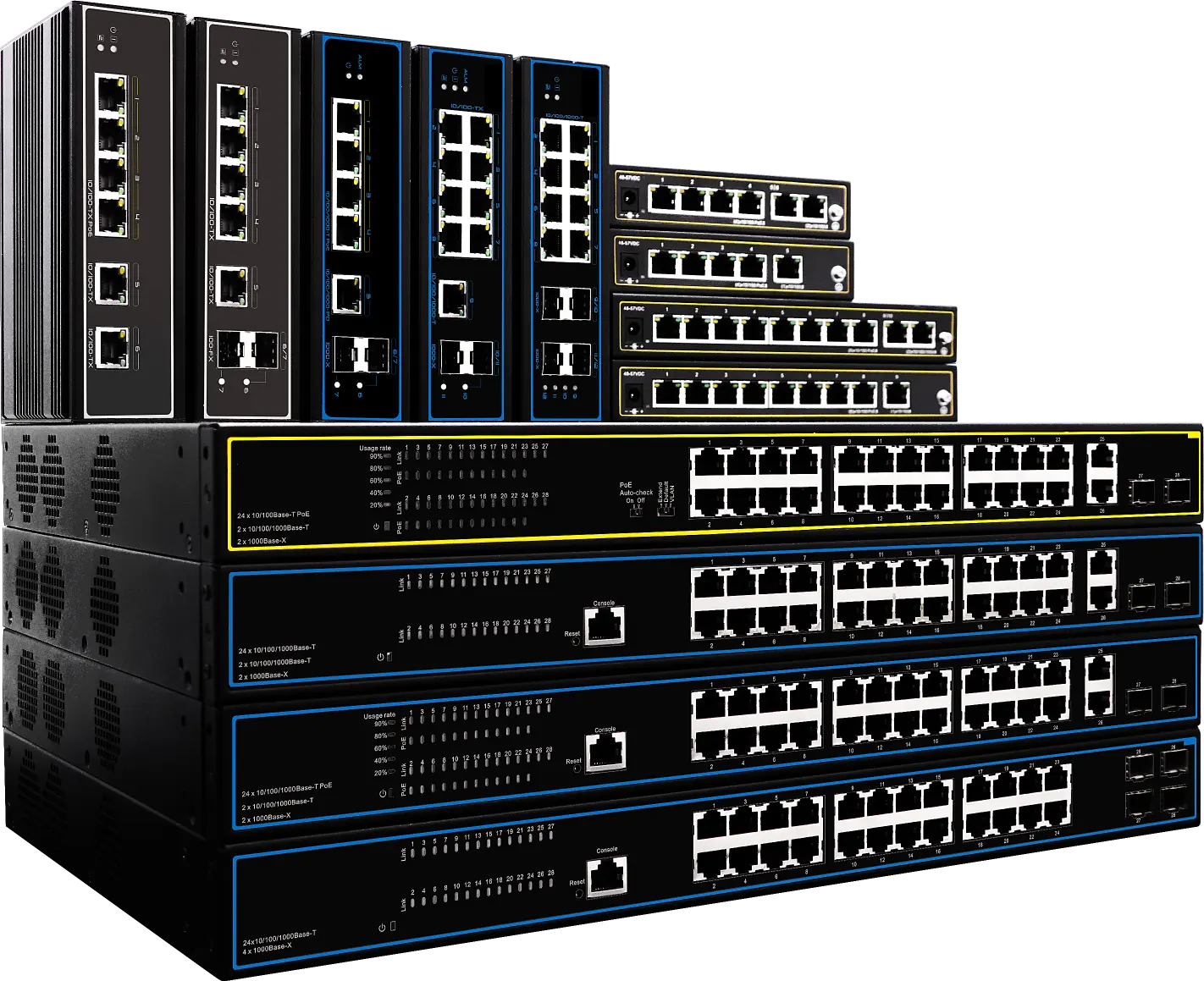 Commutateur Ethernet industriel d'isolement de mode VLAN/extension d'usine CVT, commutateur réseau Din-rail 10/100Mbps non géré, 1Gbps