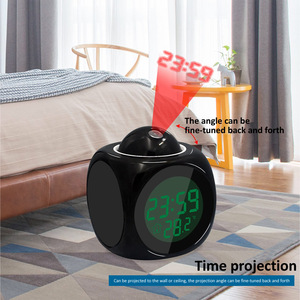 Nuova proiezione di attenzione creativa meteo digitale <span class=keywords><strong>LCD</strong></span> Snooze <span class=keywords><strong>Clock</strong></span> campana sveglia Display retroilluminazione proiettore <span class=keywords><strong>LED</strong></span> <span class=keywords><strong>Timer</strong></span> orologio domestico