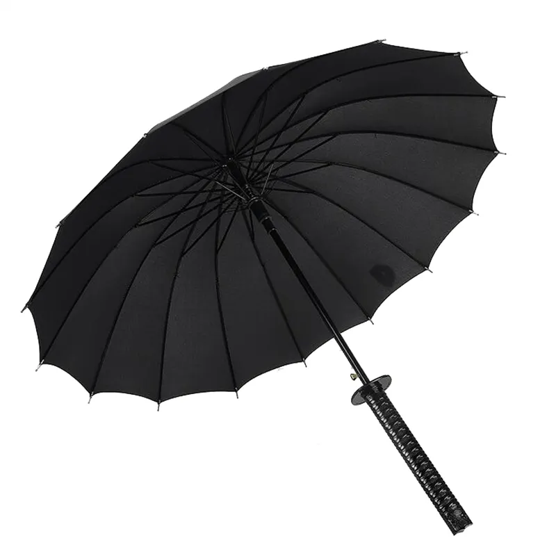 Yubo 23 pouces japonais OEM noir samouraï Katana parapluie samouraï épées parapluie poignée créative forte coupe-vent couteau parapluie