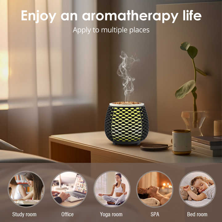 140ml USB Aroma Diffuser Essential Oil Cool Mist Humidifier Wood Aroma Diffuser with 7 Color LED Night Lights
