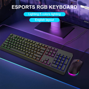 Teclado de membrana de oficina negro Anti-Ghosting de 104 teclas, teclado con cable de tamaño completo personalizado con retroiluminación de iluminación de 5 colores - Product Image 3
