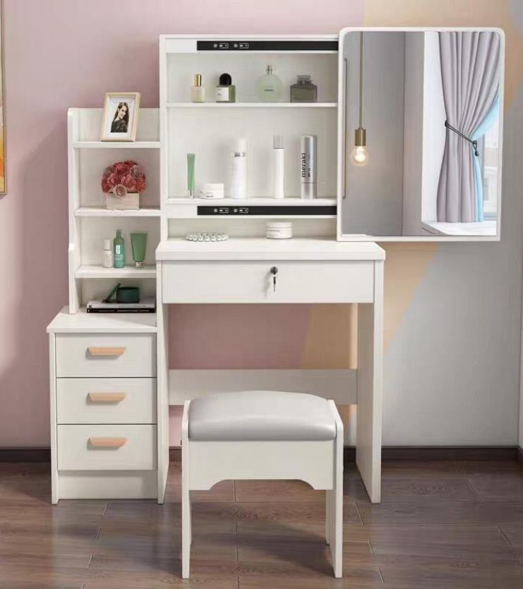 Dressing Table Storage Integrated With Mirror Saving Space Popular With Young People