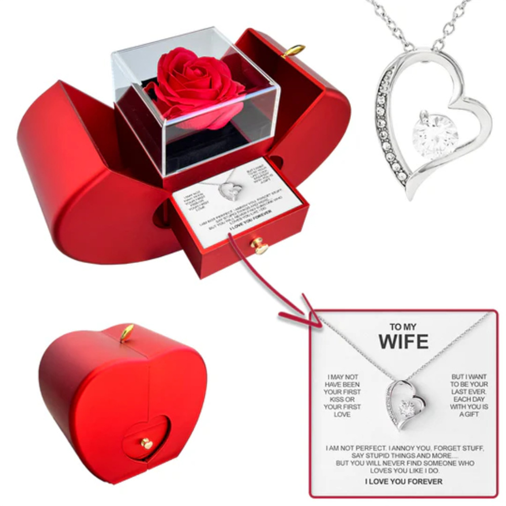 Necklace (Silver) + Card Apple Box