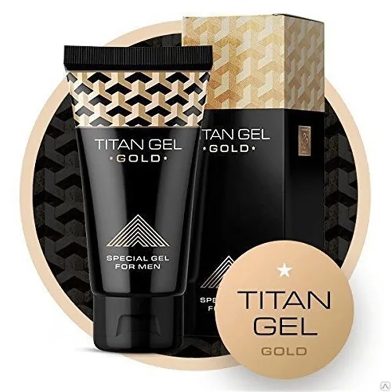 Venda quente original boca branca titan ouro gel tubo branco Embalagem dourada titan gel 50g massagem creme para homens