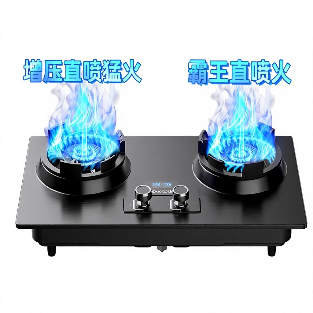 double-warrior fire, dual direct-injection flame, black stainles