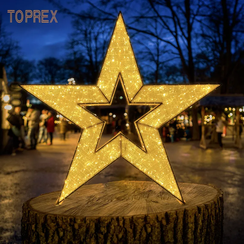 TOPREX DECOR 3D motiv Weihnachten metall beleuchtete sterne für kommerziellen wand dekor