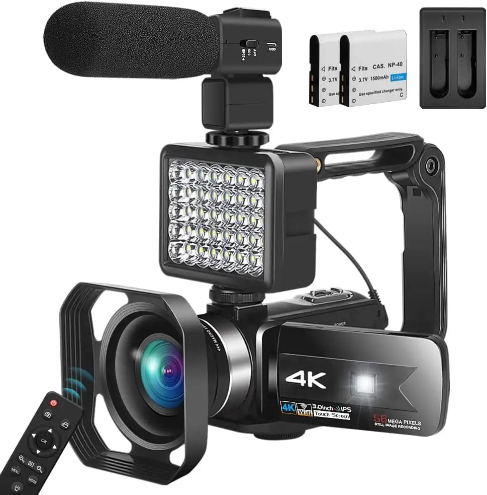 Câmera de vídeo vlogging com foco automático, 1080p hd 4k, uhd, 48mp, wifi, ir, visão noturna, para youtube