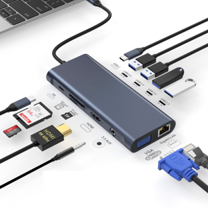 12-<strong>in</strong>-1 TYPE C Docking Station,VGA,4K Monitors,USB C,USB <strong>A</strong>,RJ45,3.5MM,SD/TF, for Mac Book,Other Type C Laptops - Product Image 1