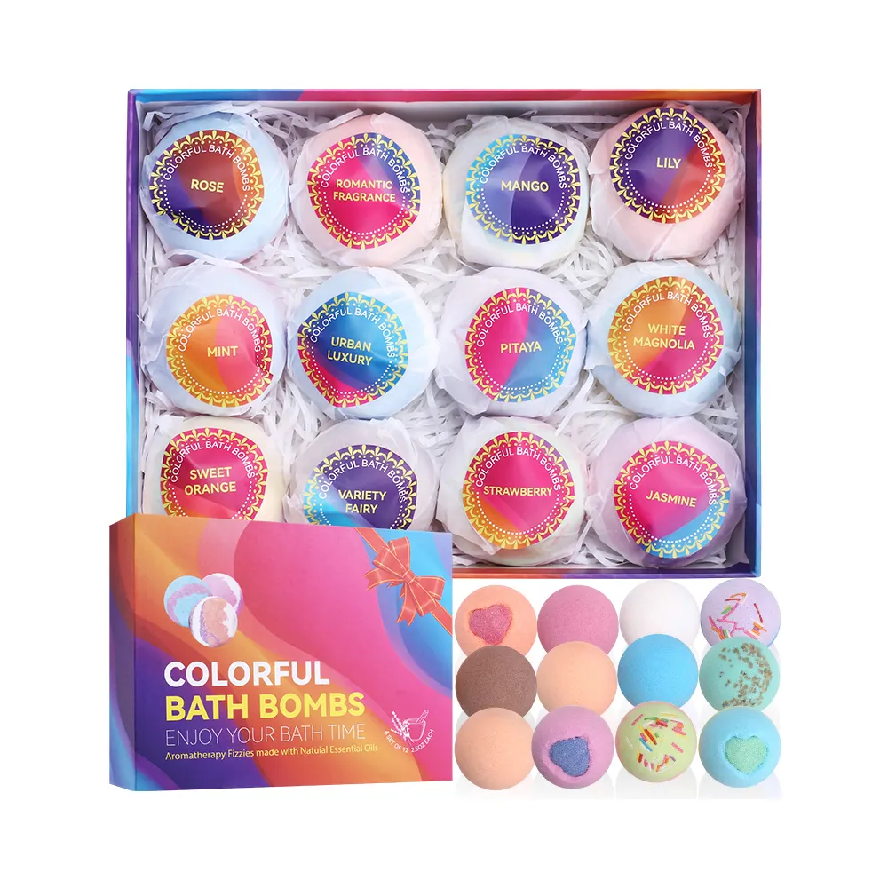 Juego de bolas de baño elásticas de burbujas aromáticas personalizadas de etiqueta privada, venta al por mayor, bolas de sal para baño de burbujas, limpieza y fragancia rejuvenecedora