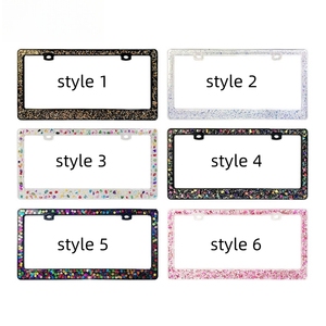 Tùy Chỉnh Bling Giấy Phép Tấm Khung Màu Đá Quý Bột Nhựa Acrylic Epoxy Long Lanh Xe Giấy Phép Trang Trí Khung Bìa Chủ - Product Image 2