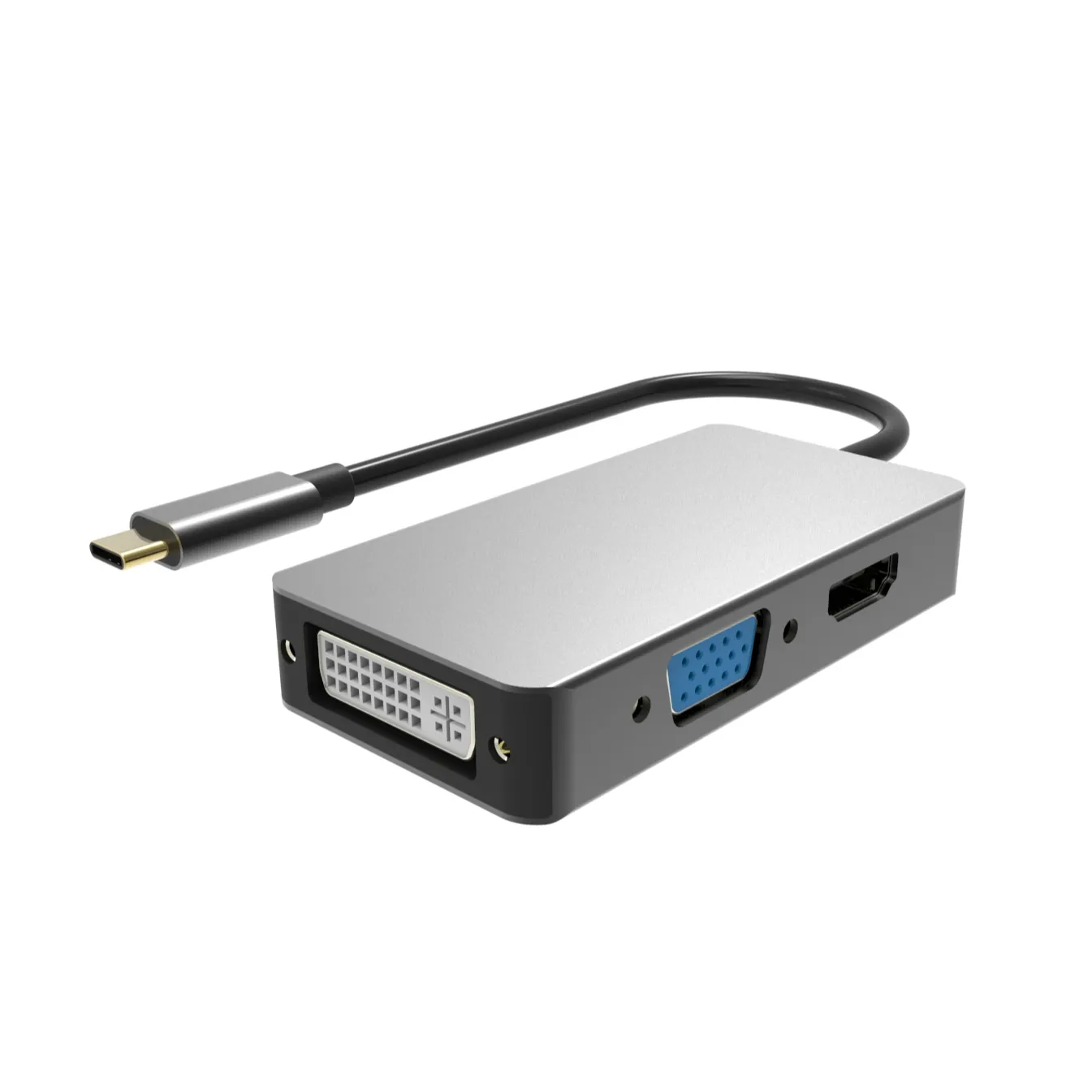 محول USB C Hub 7-1 متعدد المنافذ, محمول مع 4K HDMI ، 100W شاحن PD ، VGA و DVI Type C Dock متوافق مع MacBook Pro/Air ،