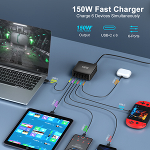 Worldwide Use with AC <strong>Input</strong> 100V-240V 6-port GaN 150W USB C PD Charging Station 65W/45W PD Fast Charger for USB-C <strong>Devices</strong> - Product Image 3