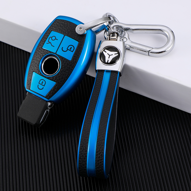 Couvercle 3 boutons + porte-clés TPU-Bleu