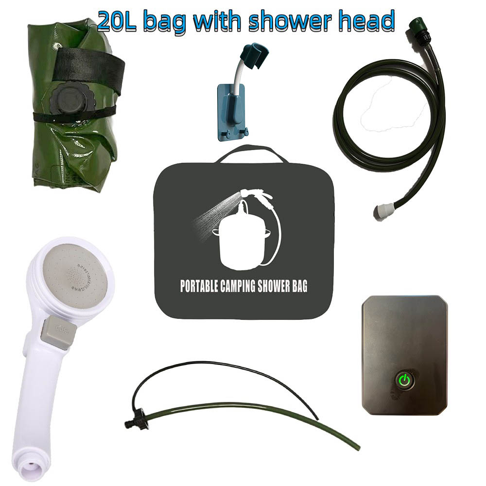 Green 20Lwater bag with Shower head