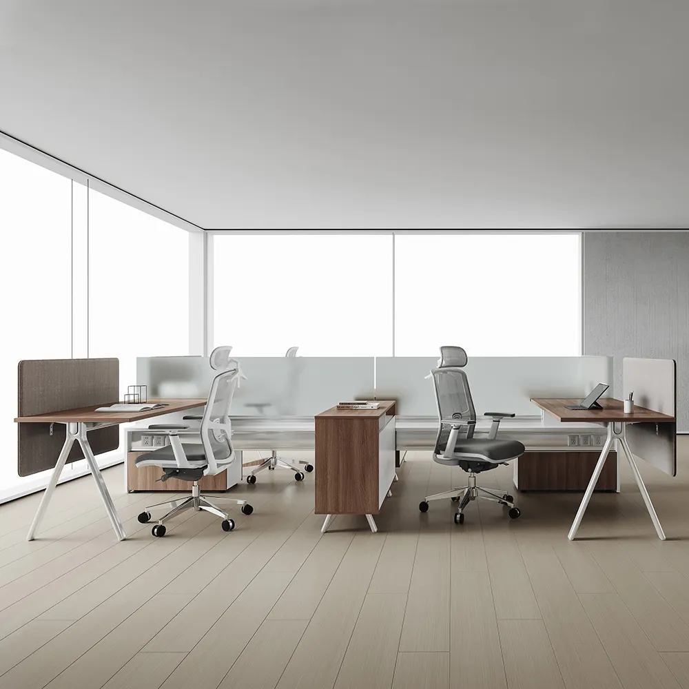 Cubículo de estación de trabajo de oficina modular de 4 asientos más popular, muebles de oficina modernos