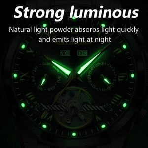 Orologio meccanico completamente automatico multifunzione a doppio calendario da uomo con luce notturna impermeabile da uomo - Product Image 3