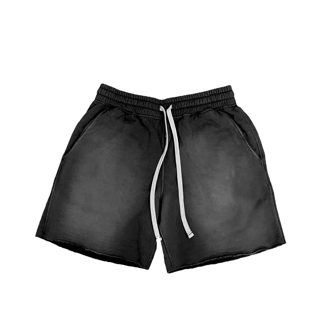 Verão Shorts Desgaste Ativo Em Branco Rápido Seco Jogging Vintage Angustiado Ácido Lavado Shorts para homem folgado