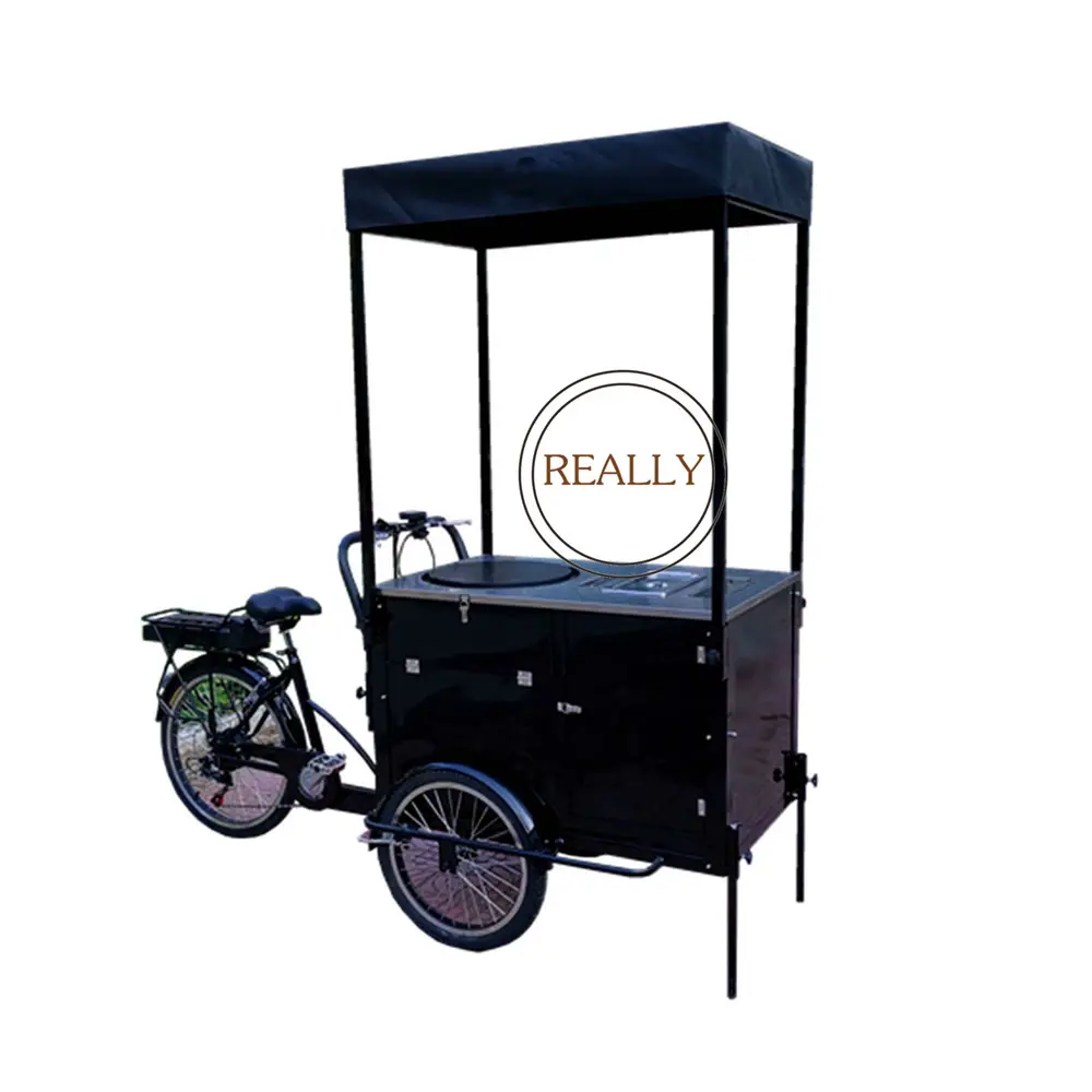 จักรยานสามล้อ2024สำหรับขายอาหารแบบไฟฟ้าเคลื่อนที่ได้สำหรับขายกลางแจ้ง