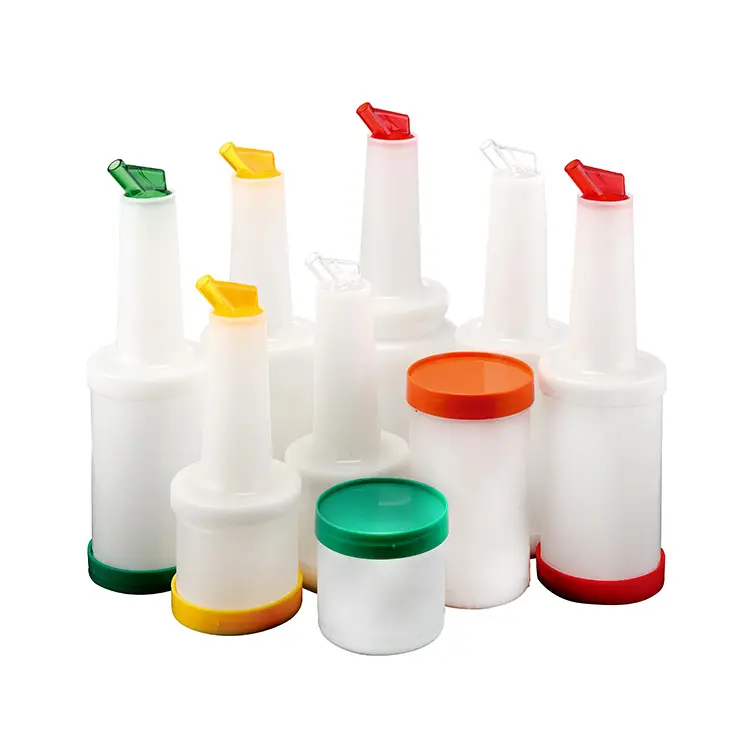 रस Pourer 1.0L प्लास्टिक जूस की बोतल प्लास्टिक ठंडे पानी के बर्तन अलग अलग रंग बार सामान