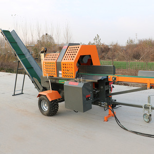 Automatische Brennholz säge maschine für die Holz bearbeitung mit Fördersystem und mobiler Portabilität