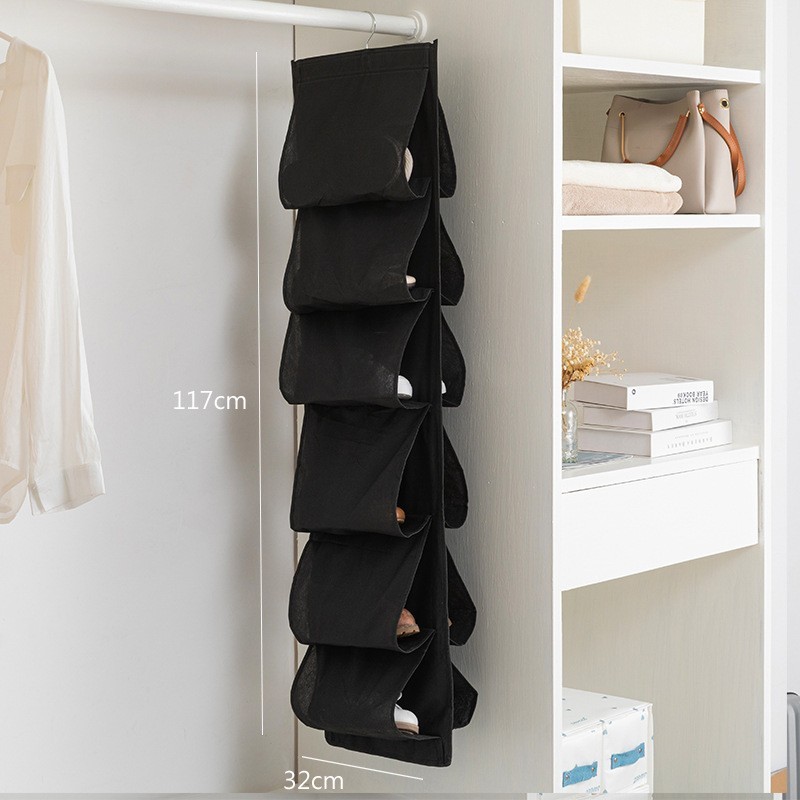 12-compartment shoe bag in black