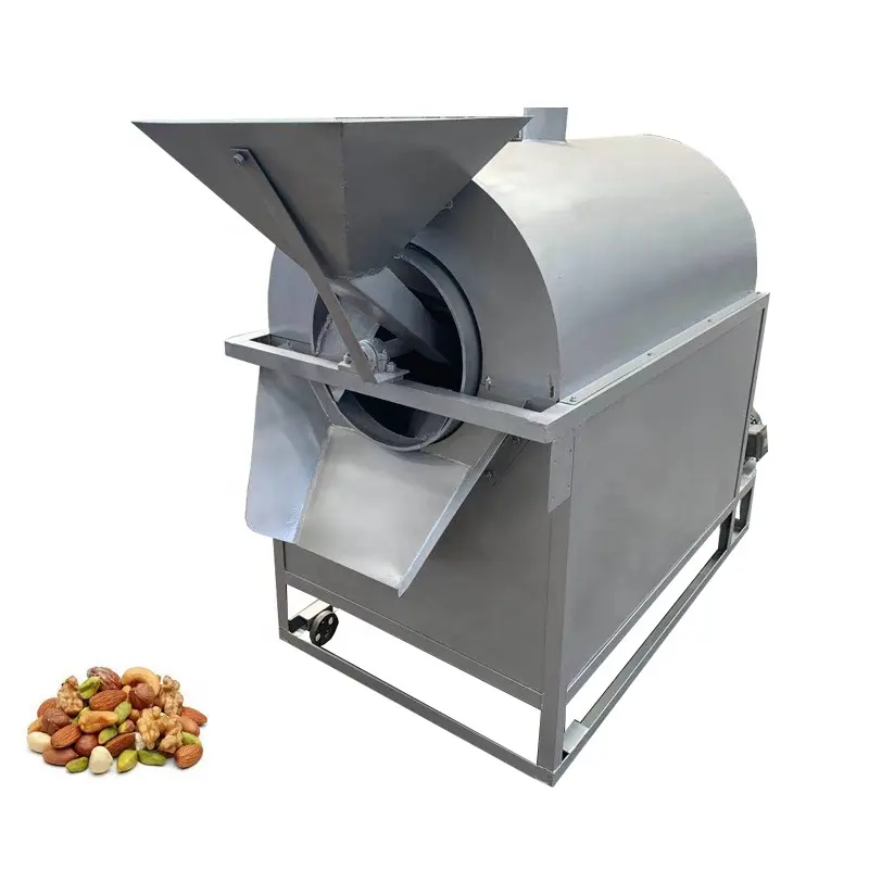 Suministro de máquina tostadora de tambor para asar cacahuetes con control de temperatura completamente automático y calefacción eléctrica a la venta