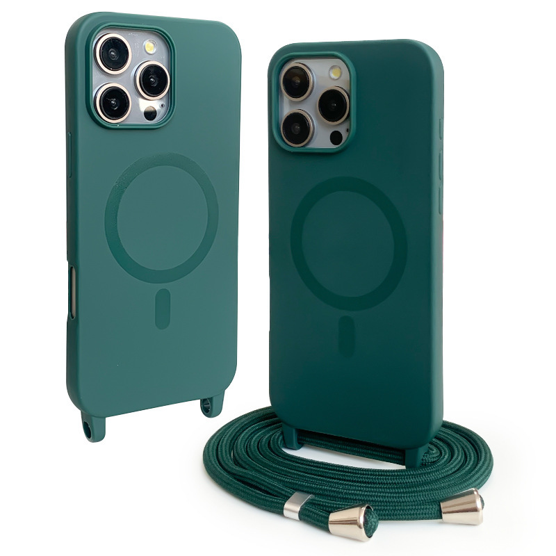 Dark green one-piece frosted magnetic lanyard